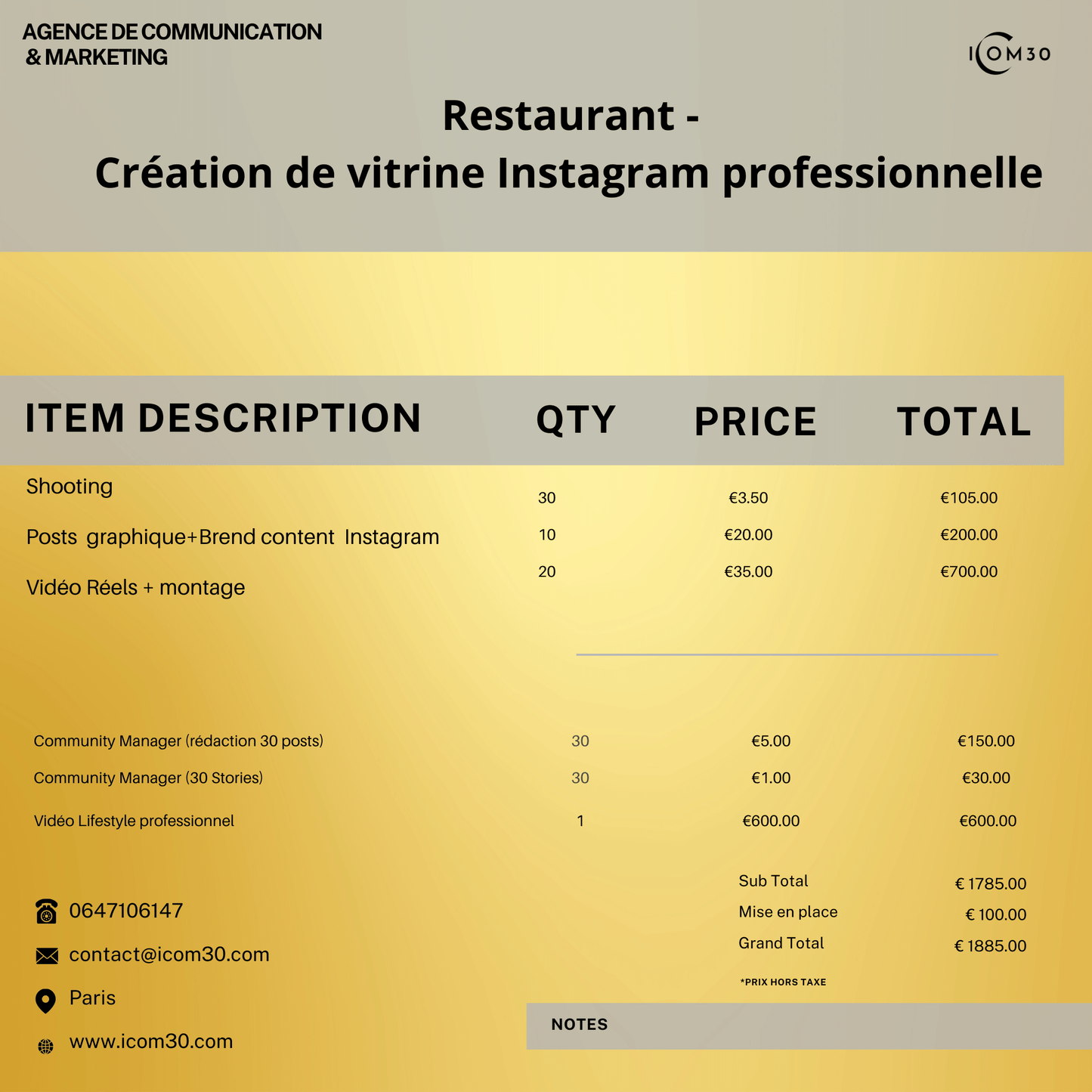 RESTAURANT - CRÉATION DE VITRINE