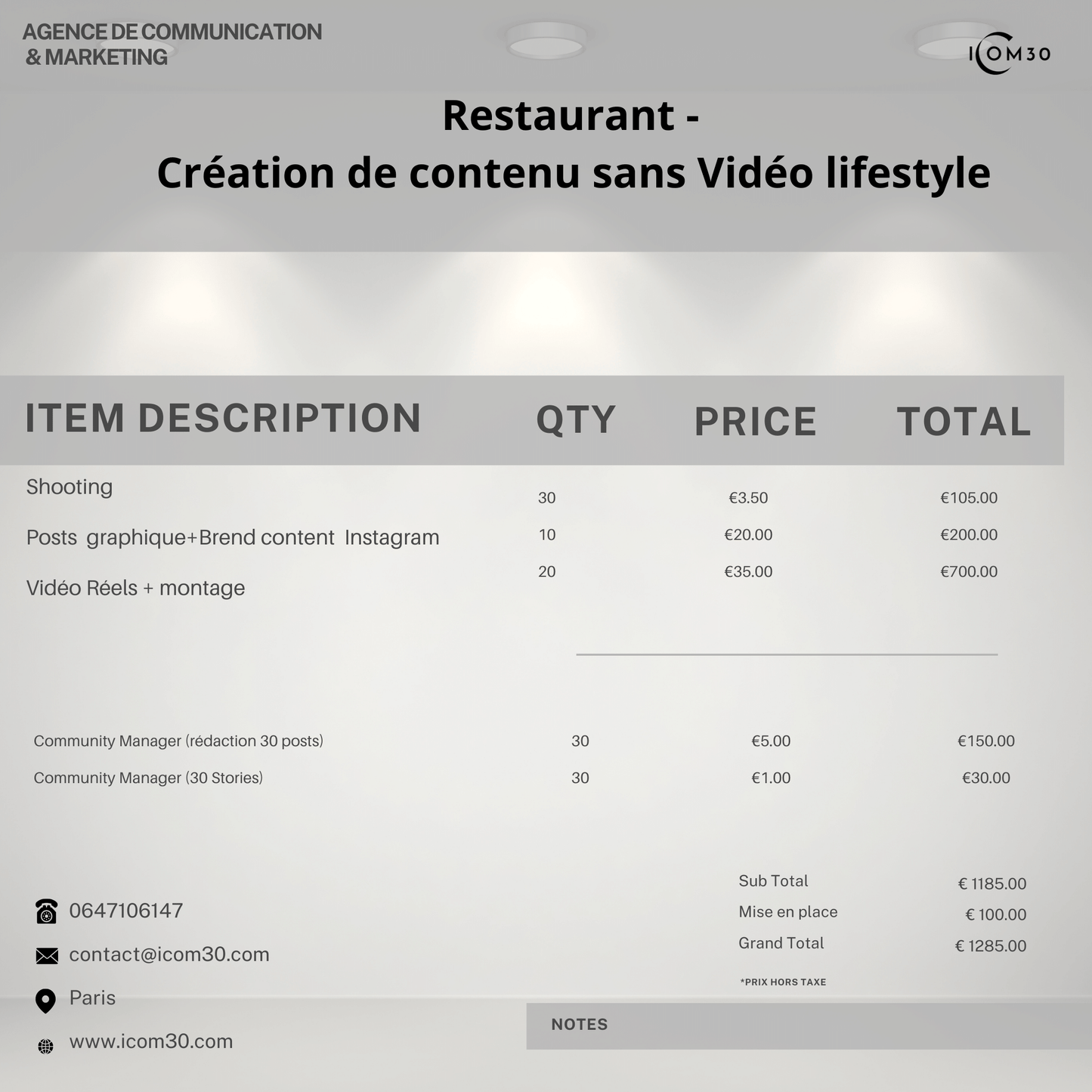 RESTAURANT - CRÉATION DE CONTENU sans vidéo lifestyle